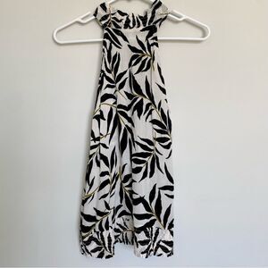 Fever Black and White Leaf Print Tank Top Size Medium